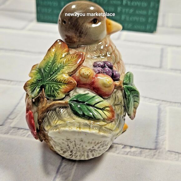 Vintage Fitz & Floyd Salt & Pepper Shakers Autumn Splendor Ceramic Goose Duck - Picture 11 of 12